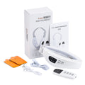 Full kit: V-shaped EMS chin strap, remote, USB-C cable, two gel pads, manual and box
