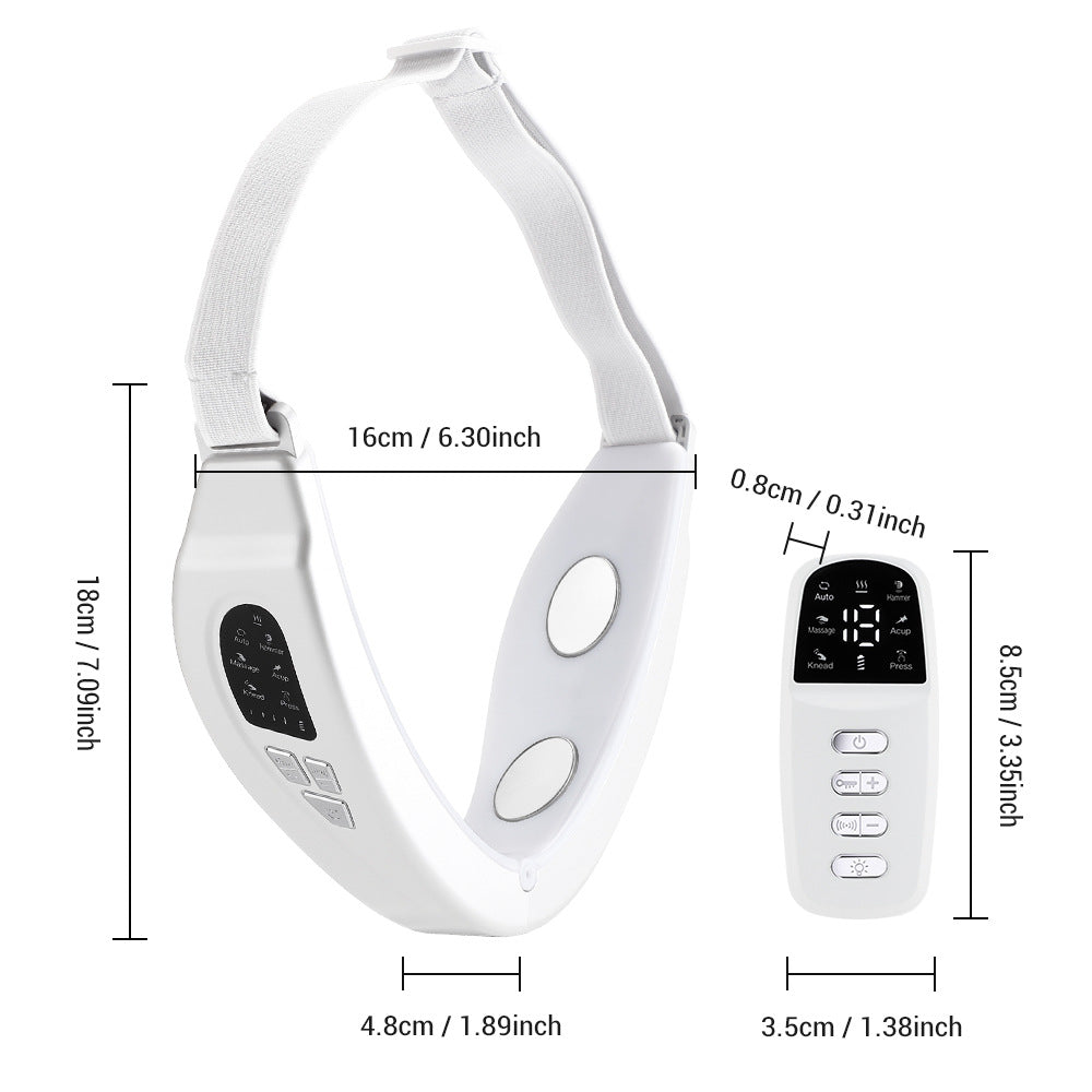 Dimensions: strap 16cm wide by 18cm tall, remote 8.5cm tall