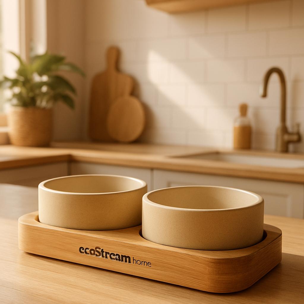 Bamboo Pet Bowl Set